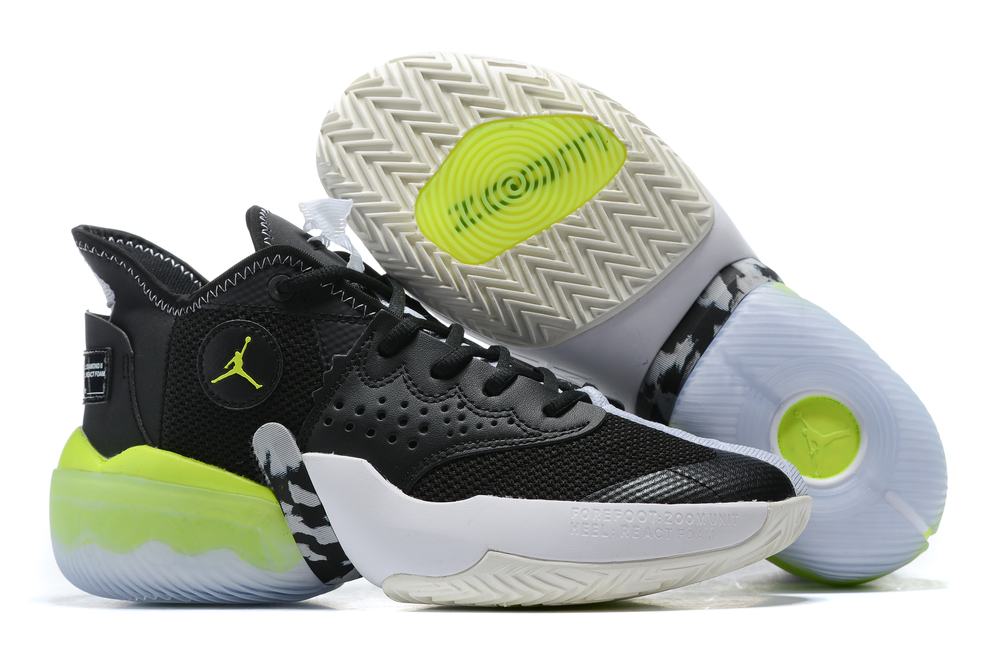 2020 Jordan Jumpman Diamond Mid Black White Green - Click Image to Close